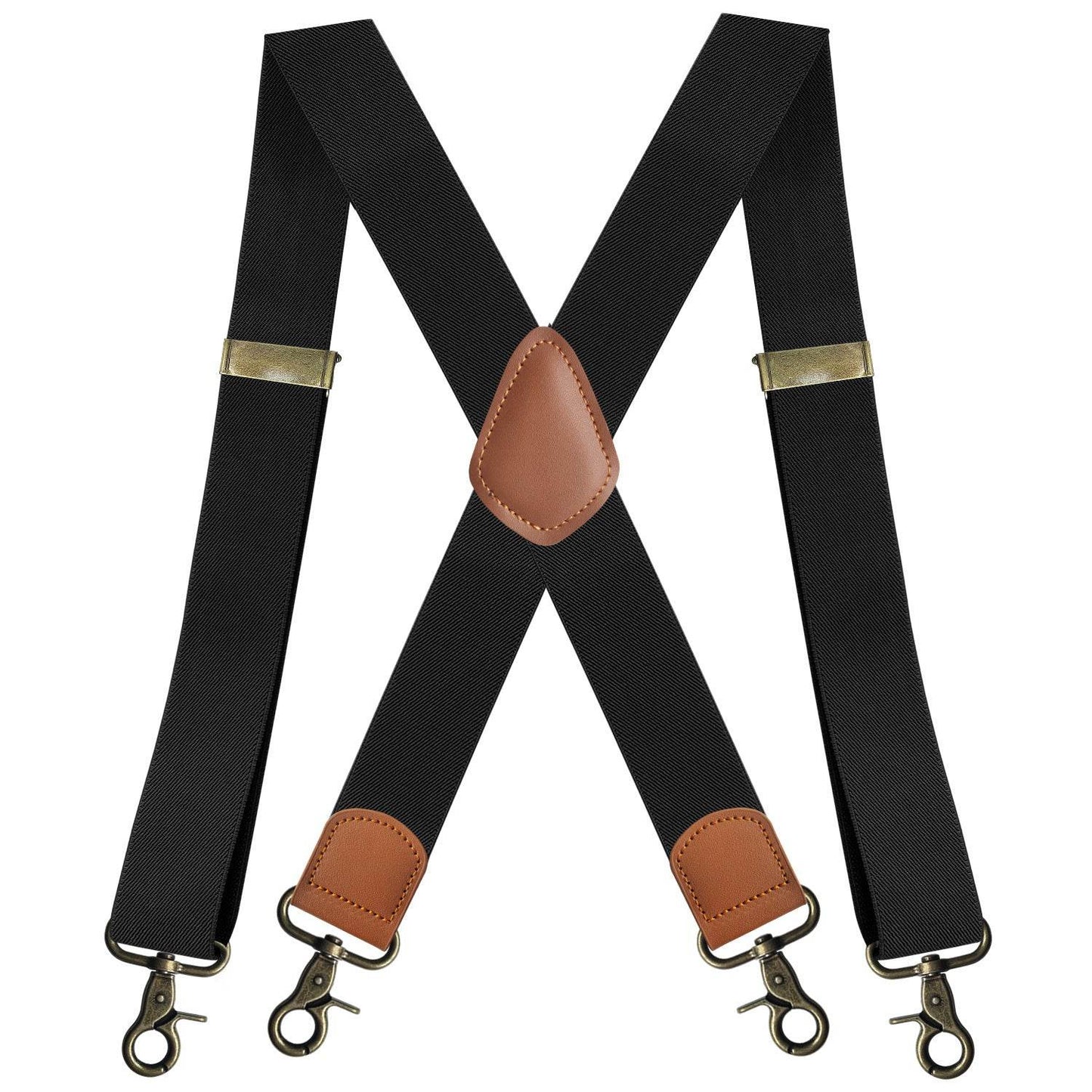 Elastic Straps X-type Suit Pants Suspenders - Quality Bronze Buckling formal wear Distinguished Fine Apparel Black