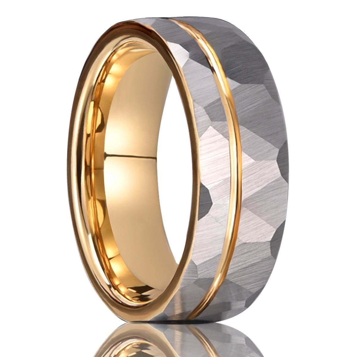Men's Wide Tungsten Golden Hammer Ring formal wear Distinguished Fine Apparel As Shown In The Figure US 10