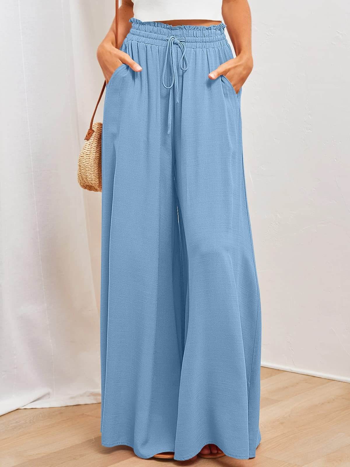 Women's Wide Leg Pants - Loose Comfy Casual - ladys pants Distinguished Fine Apparel