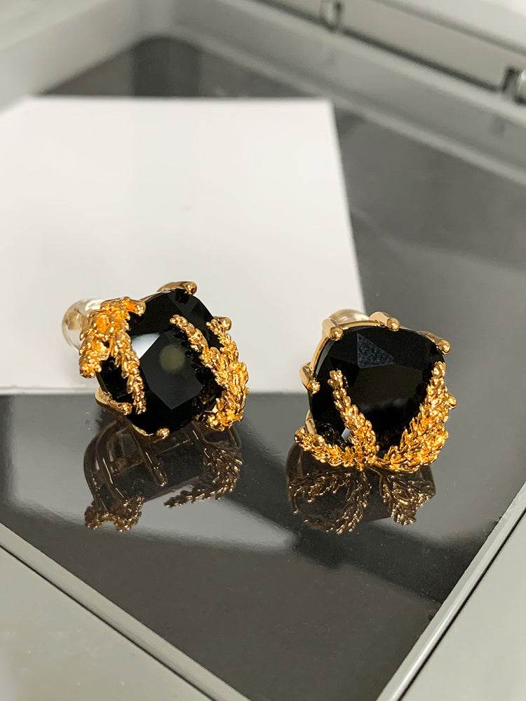 French Light Luxury Earrings – Black Agate Wheat Design ladys earrings Distinguished Fine Apparel