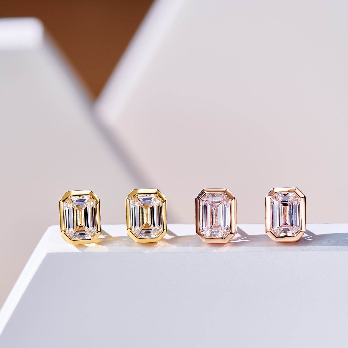 Retro 1 Carat Pagoda Stud Earrings – Rose Gold, Ladies Daily Jewelry ladys accessorys Distinguished Fine Apparel