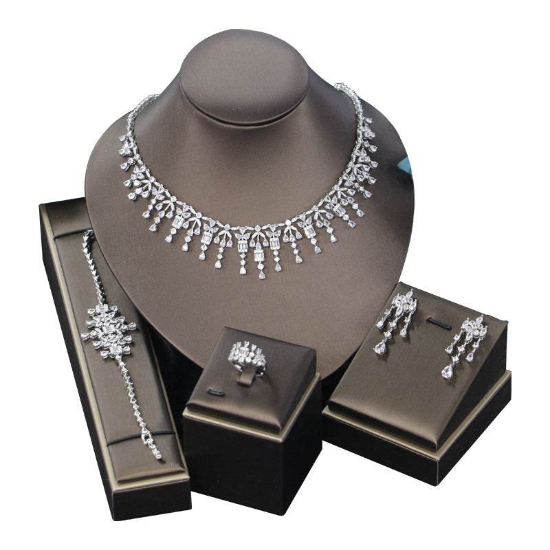 Bridal 3A Zircon Jewelry Set – Four-Piece Wedding Elegance jewelry set Distinguished Fine Apparel