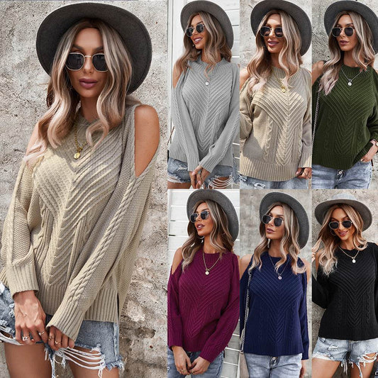 Ladies Autumn and Winter Long-Sleeved Strapless Thick Stitch Elegance ladys tops Distinguished Fine Apparel