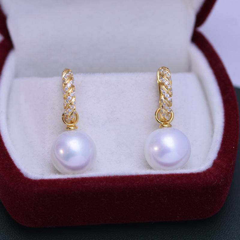 Freshwater White Pearl Earrings – 11–12mm, Perfect Circle, Fine Quality Luster ladys earrings Distinguished Fine Apparel