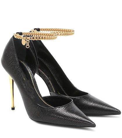 Pointed Padlock Gold Heel High Heels - Catwalk Heels That Define Luxury Fashion and Fierce Attitude ladys foot wear Distinguished Fine Apparel Black inner void 35
