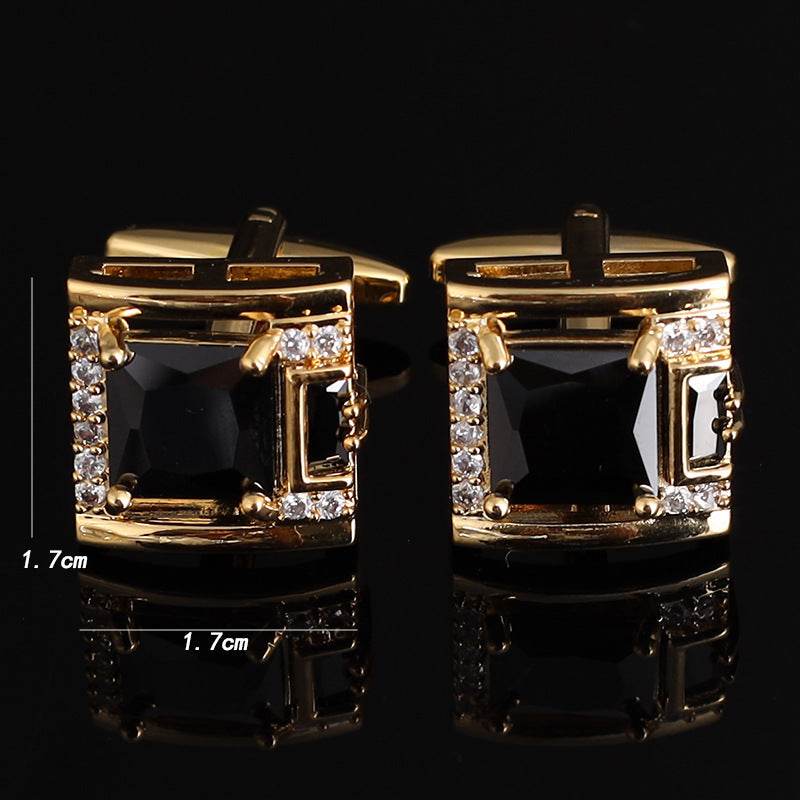 Tough Square Crystal inlay Men's Cufflinks Light Luxury gents accessorys Distinguished Fine Apparel Black K9