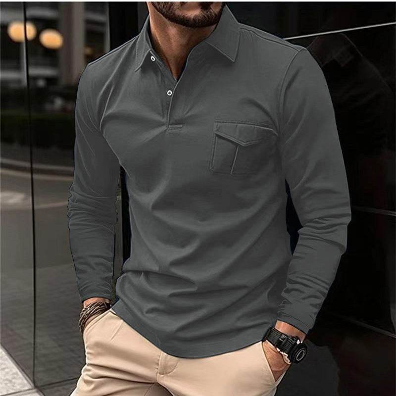 Gentlemen's Casual Polo Shirts - Sleek Professional Look gents top Distinguished Fine Apparel Gray L