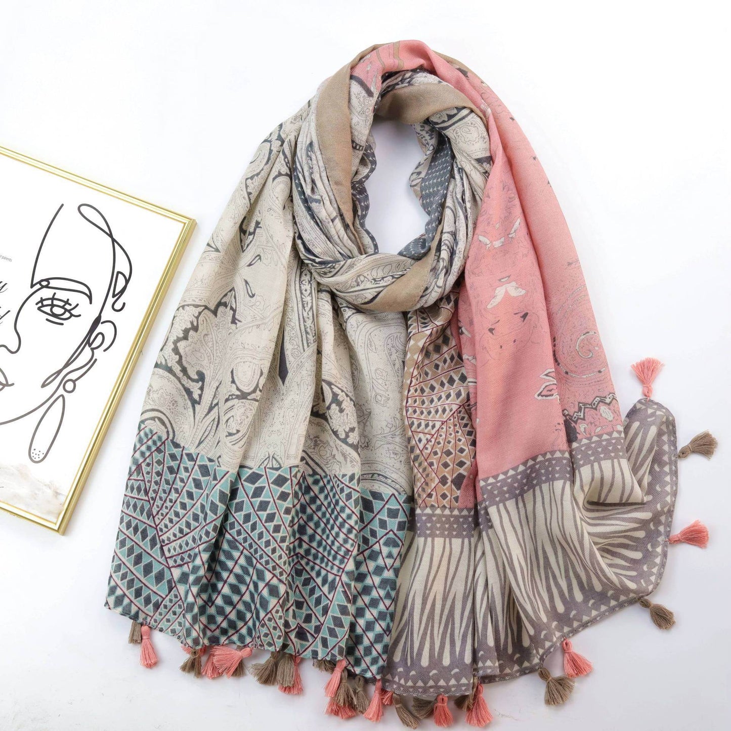 Lady's Cashew Print Silk Scarf Shawl for Elegant Styling ladys skafs Distinguished Fine Apparel