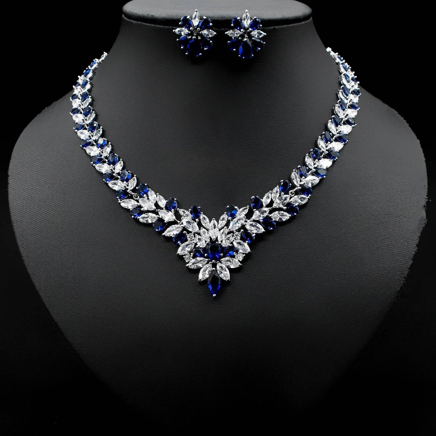 Fashion Ice Flower Zircon Jewelry Set - Sparkling Beauty with a Frosted Touch jewelry set Distinguished Fine Apparel Royal No box