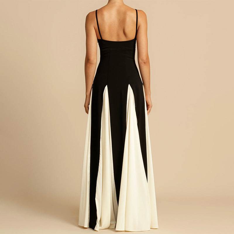 Women's Classic Black and White Sling Dress - Elegant Maxi lady's dresses Distinguished Fine Apparel