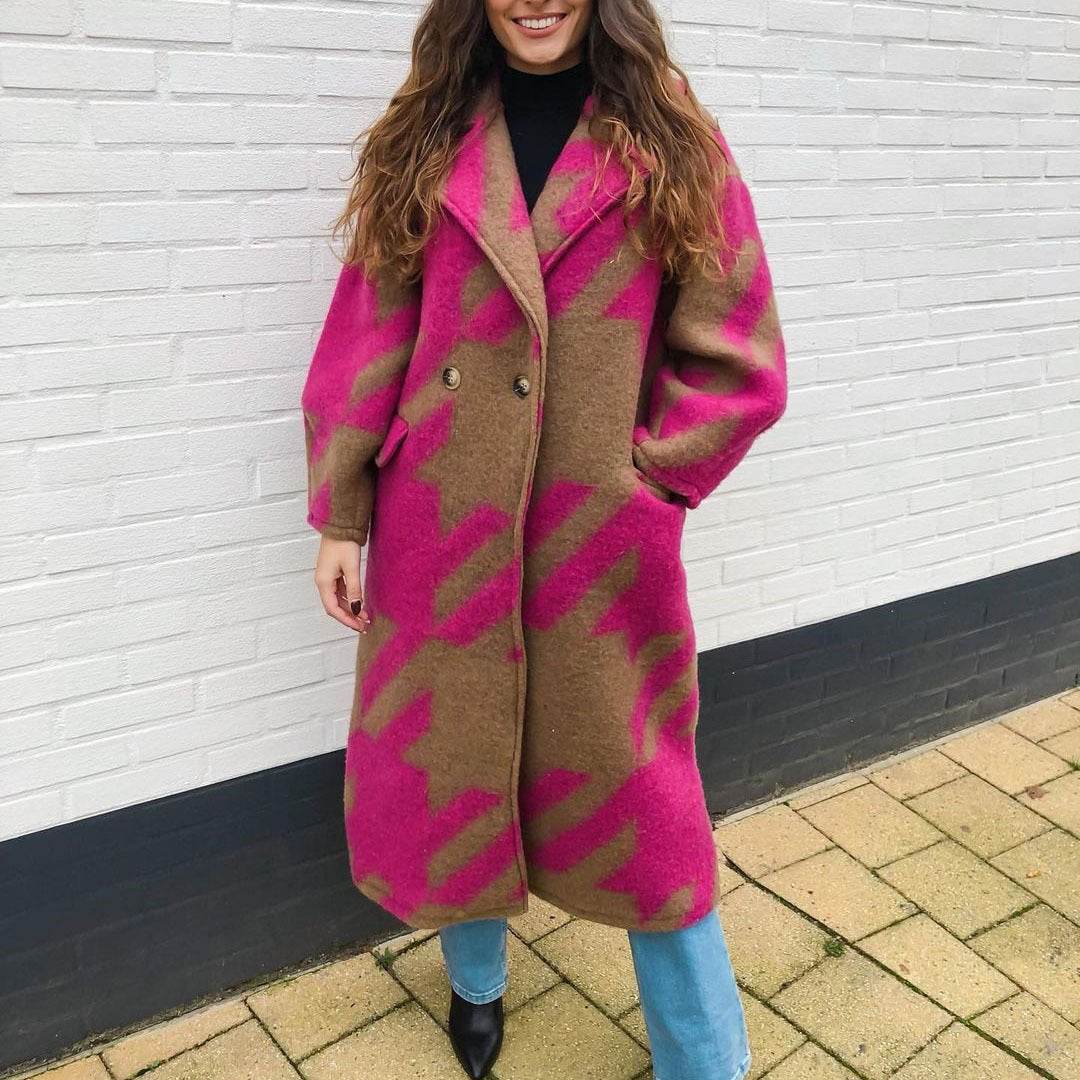 Women's Long Length Coat - Full Formal Collar Coat ladys coats Distinguished Fine Apparel Red Khaki Color L