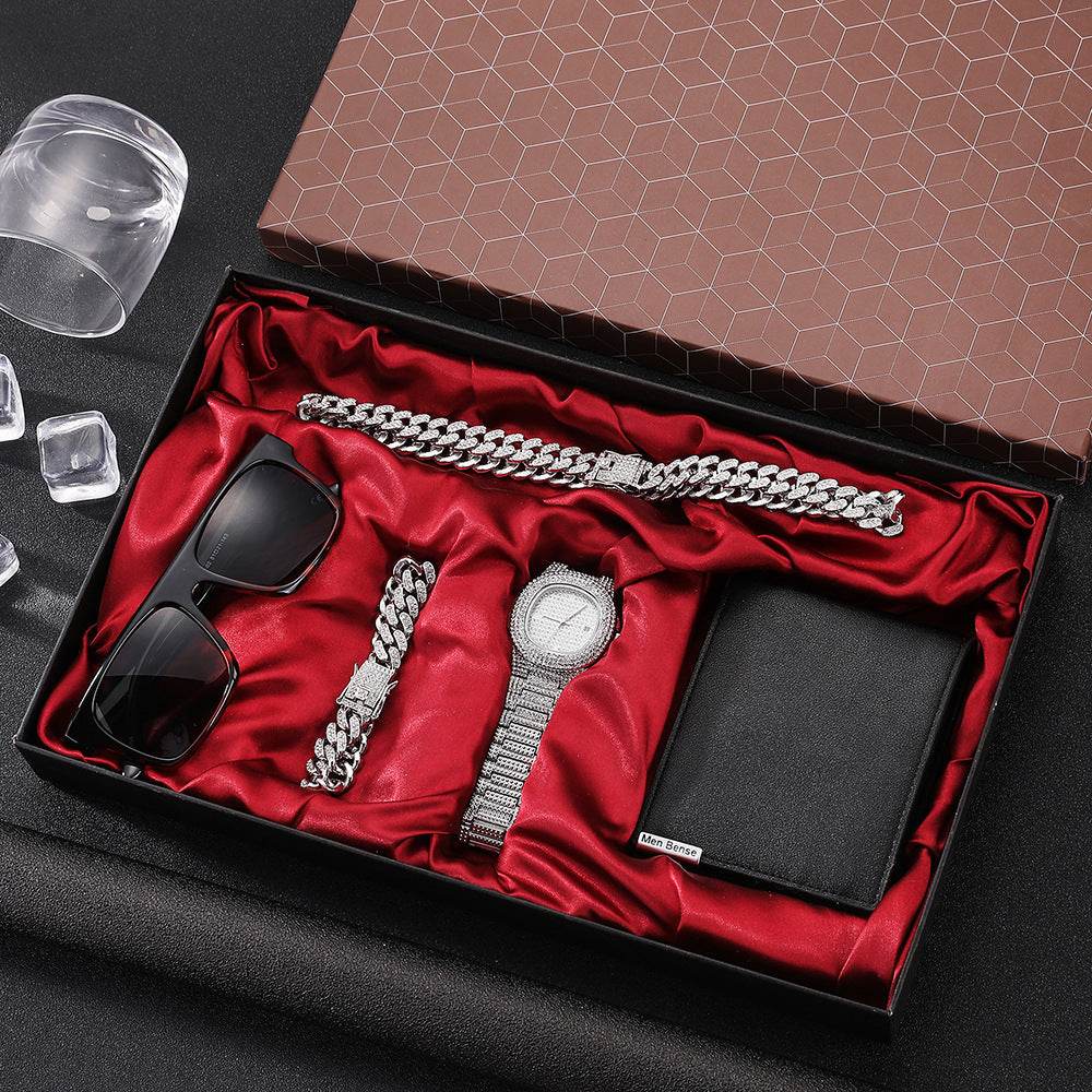 5-piece Men's Watch Gift Box Set gents watches Distinguished Fine Apparel Silver