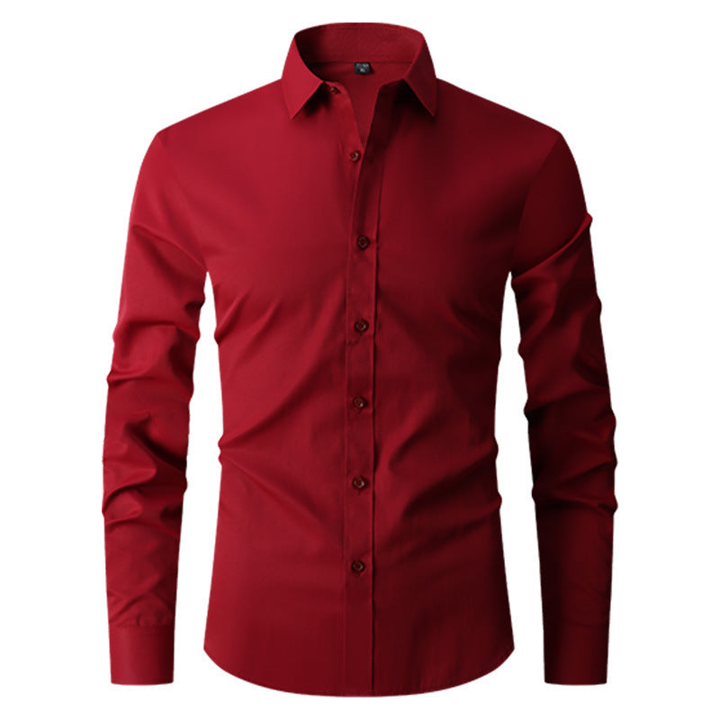 Long Sleeve Trendy Casual Slim-fit Shirt Men's Shirt Distinguished Fine Apparel Red 2XL