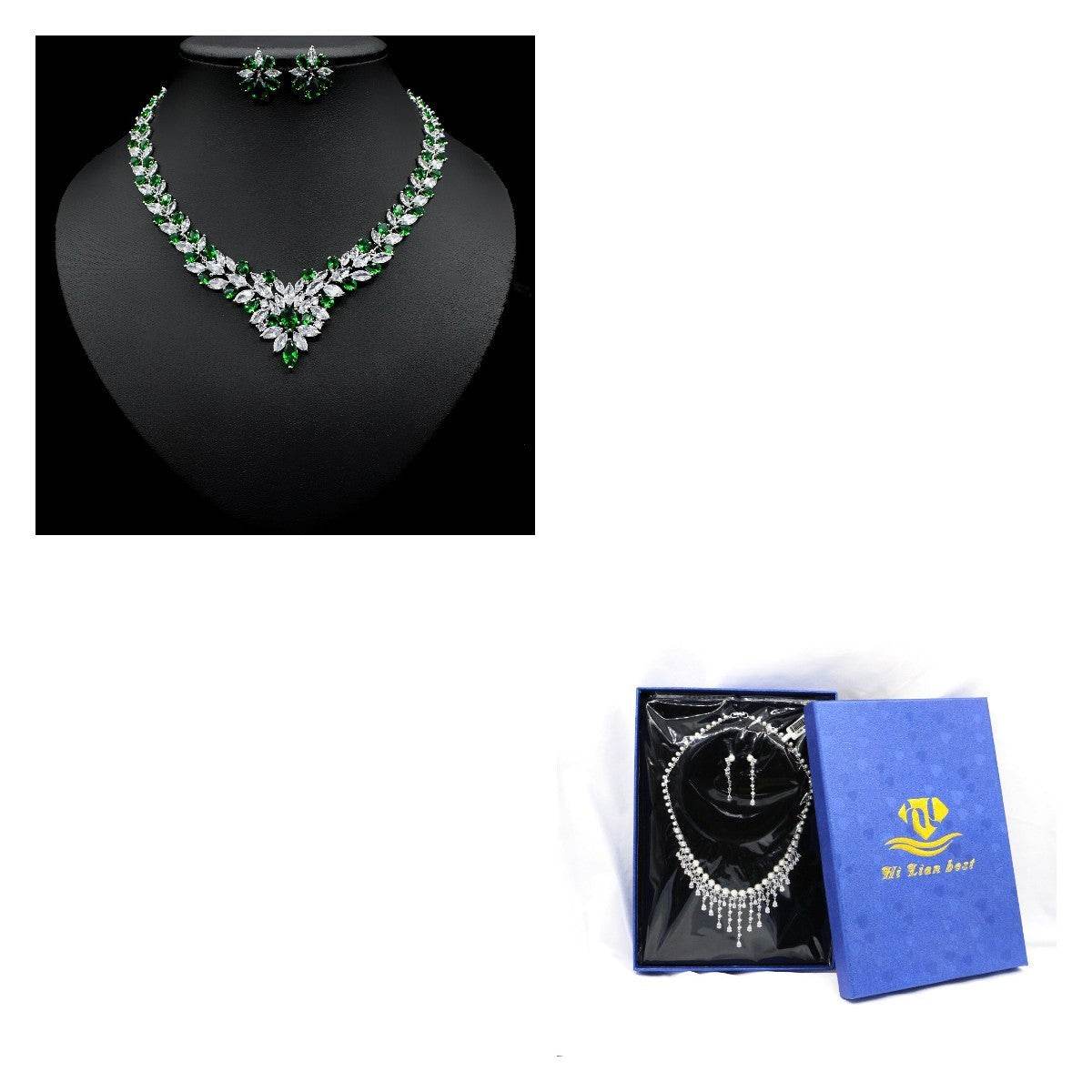 Fashion Ice Flower Zircon Jewelry Set - Sparkling Beauty with a Frosted Touch jewelry set Distinguished Fine Apparel Green With box