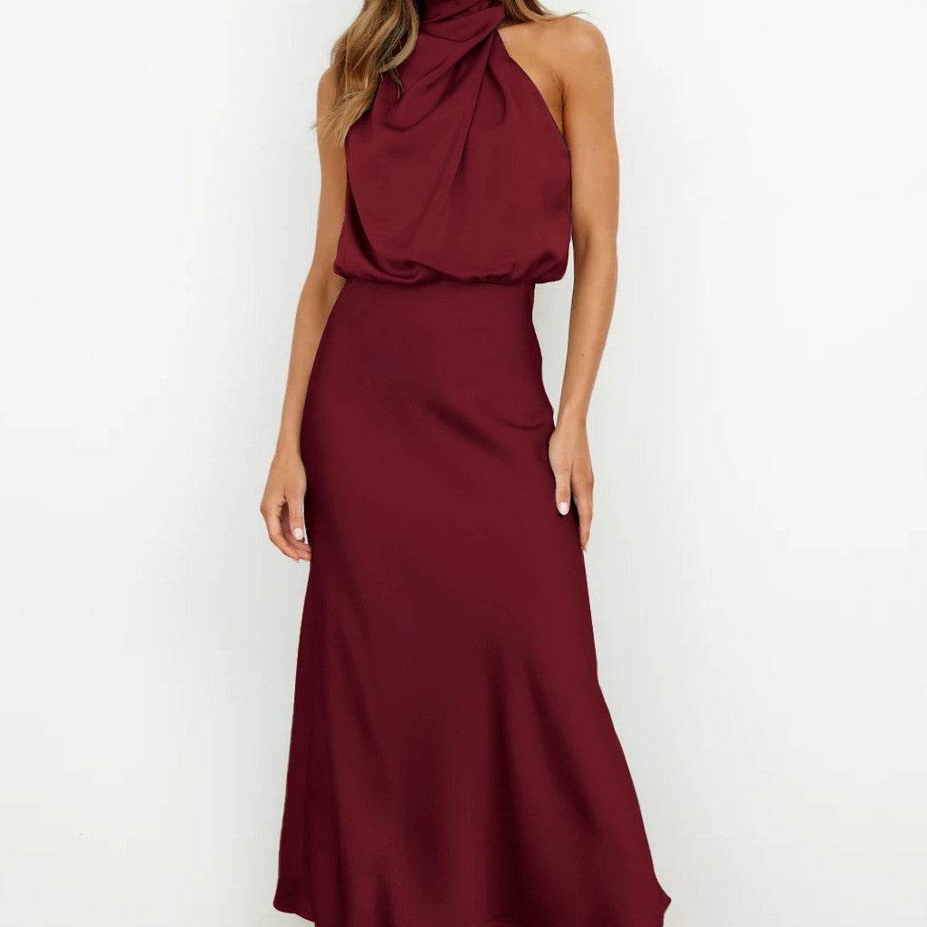 Women's Sleeveless Summer Dress - Elegant Evening Party Wear lady's dresses Distinguished Fine Apparel Burgundy 2XL