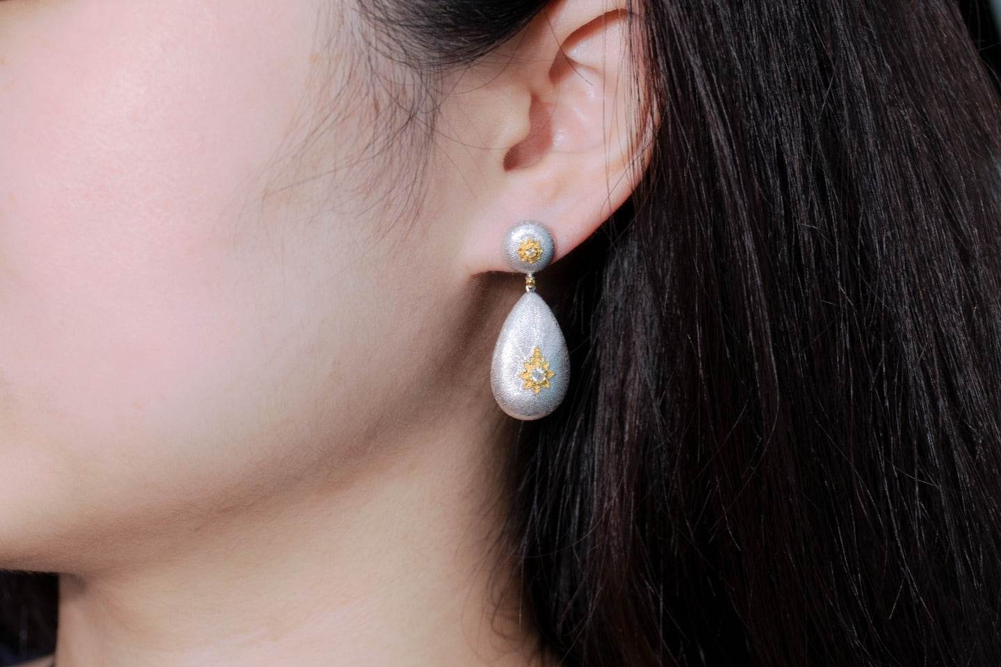 Brushed Star Earrings – Unique 925 Sterling Silver Celestial Style ladys earrings Distinguished Fine Apparel