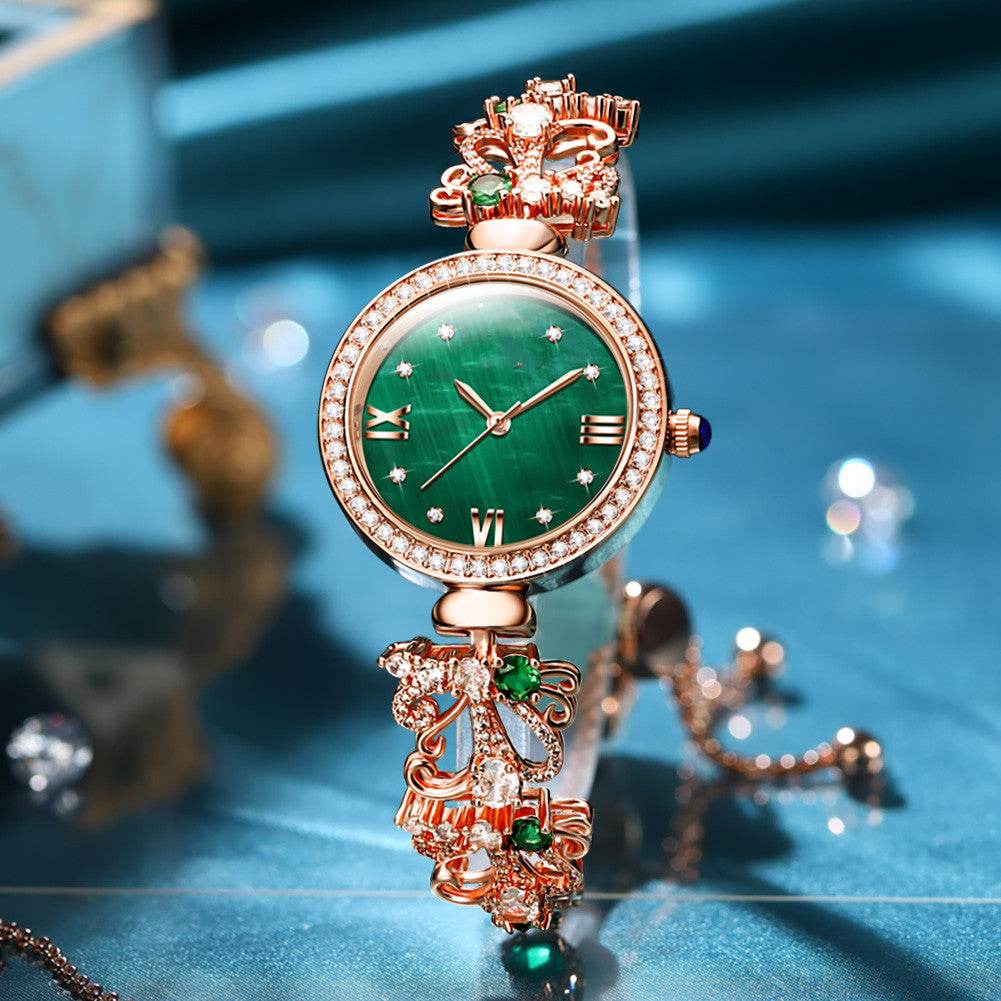 Women’s Premium Luxury Waterproof Bracelet Timepiece – Elegant, Durable, Timeless. ladys watch Distinguished Fine Apparel Steel Rose Green