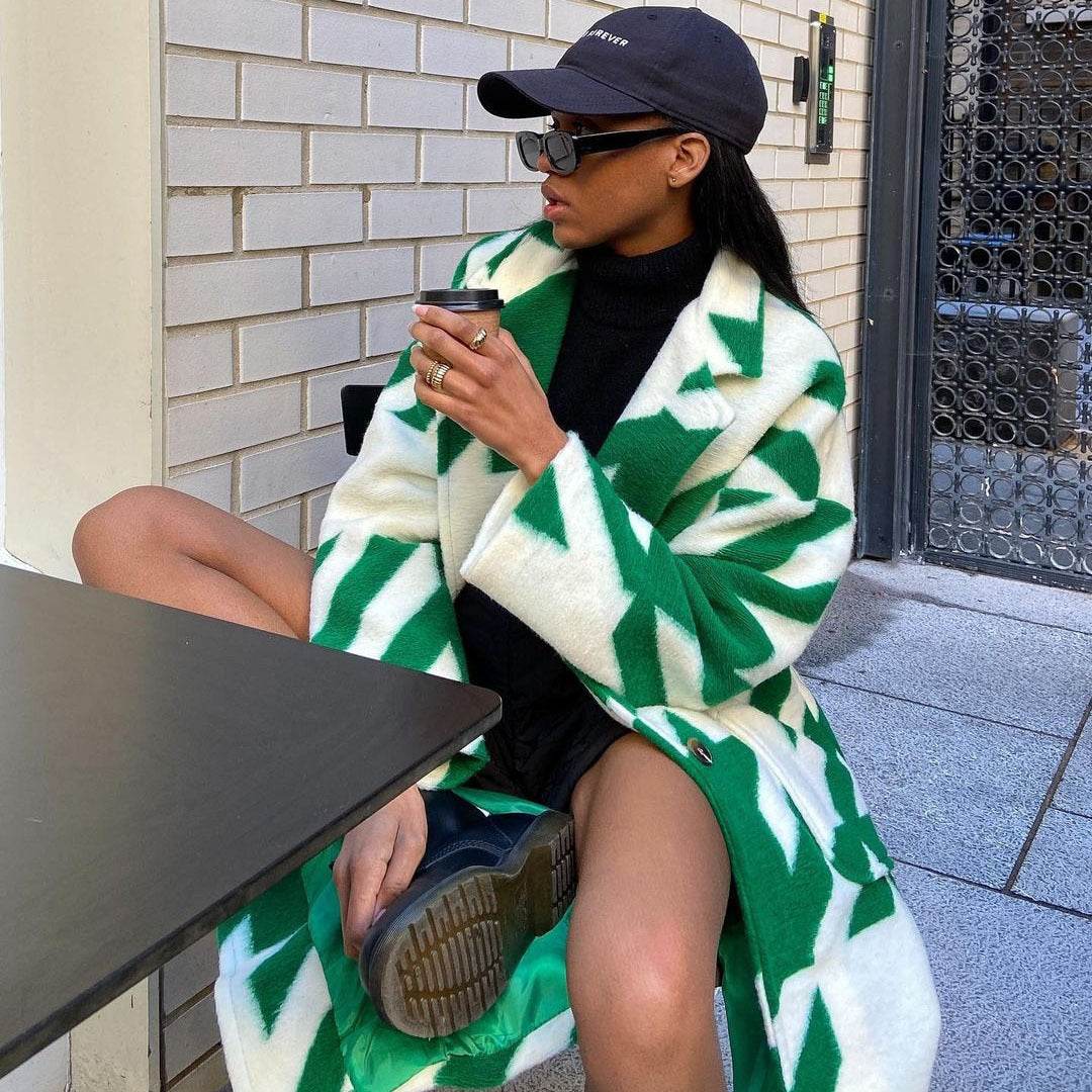 Women's Long Length Coat - Full Formal Collar Coat ladys coats Distinguished Fine Apparel White Green L