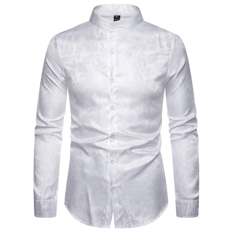 Men's Cashew Flower High-end Lapel Shirt Men's Shirts Distinguished Fine Apparel White 2XL