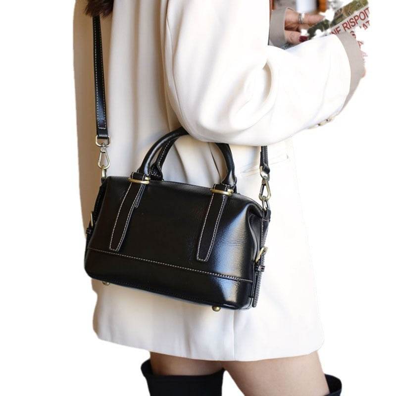 Genuine Leather Boston Shoulder Messenger Bag ladys accessorys Distinguished Fine Apparel