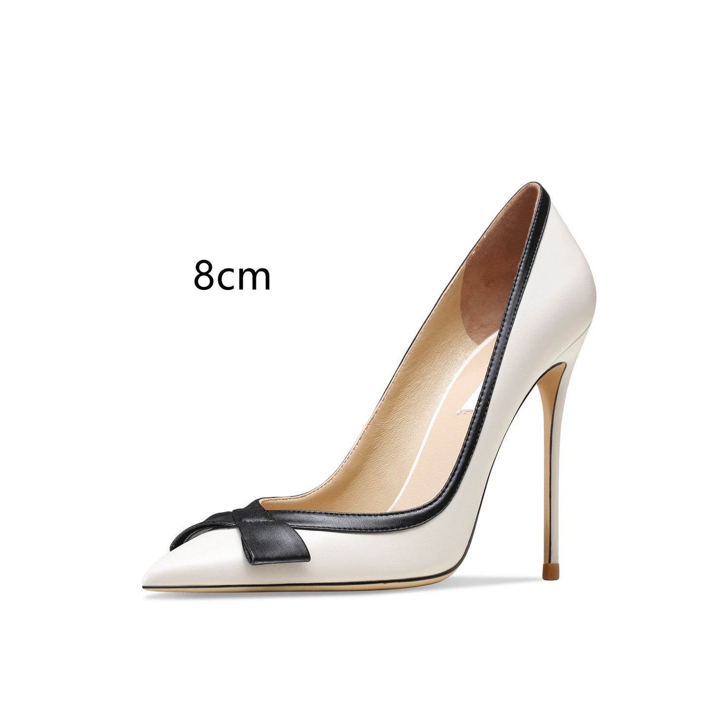 Women’s Genuine Leather Bow Suede High Heels – Apricot Elegance with a Feminine Touch ladys foot wear Distinguished Fine Apparel Leather apricot Leather surface 8cm 33