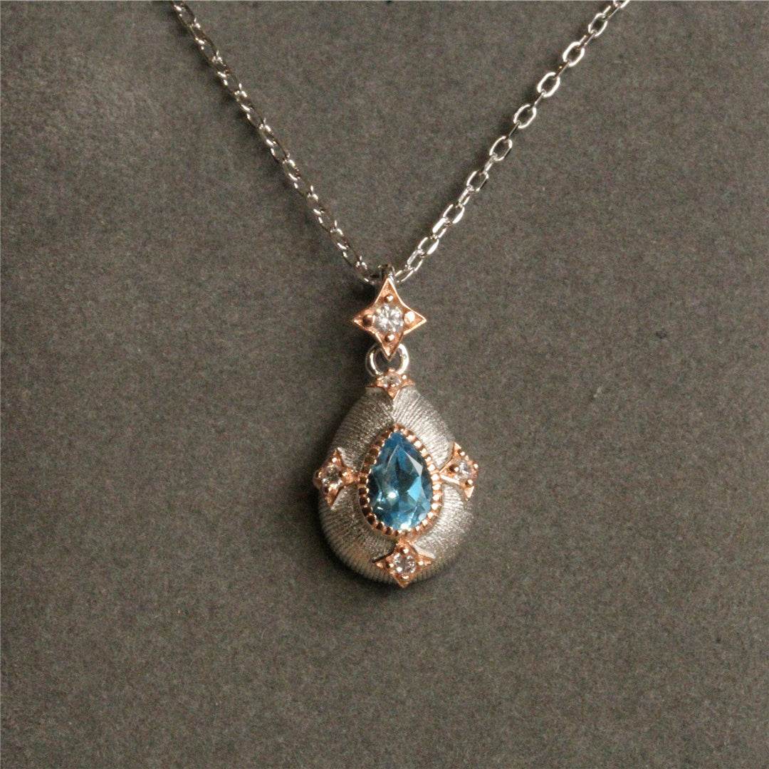 50% Off 925 Silver Gold-Plated Amethyst Necklace with Topaz Pendant – Elegant & Timeless ladys accessorys Distinguished Fine Apparel Blue