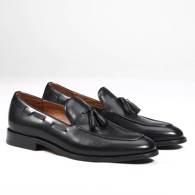 Men's Business Casual Handmade Genuine Leather Boat Shoes gents shoes Distinguished Fine Apparel Black 38