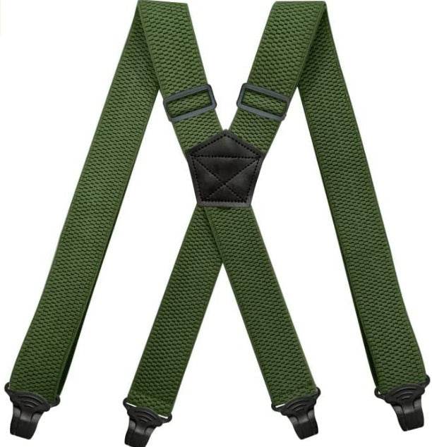 Men's Elastic Suspenders - Buckle Aviation Style Comfortable Support. formal wear Distinguished Fine Apparel Green