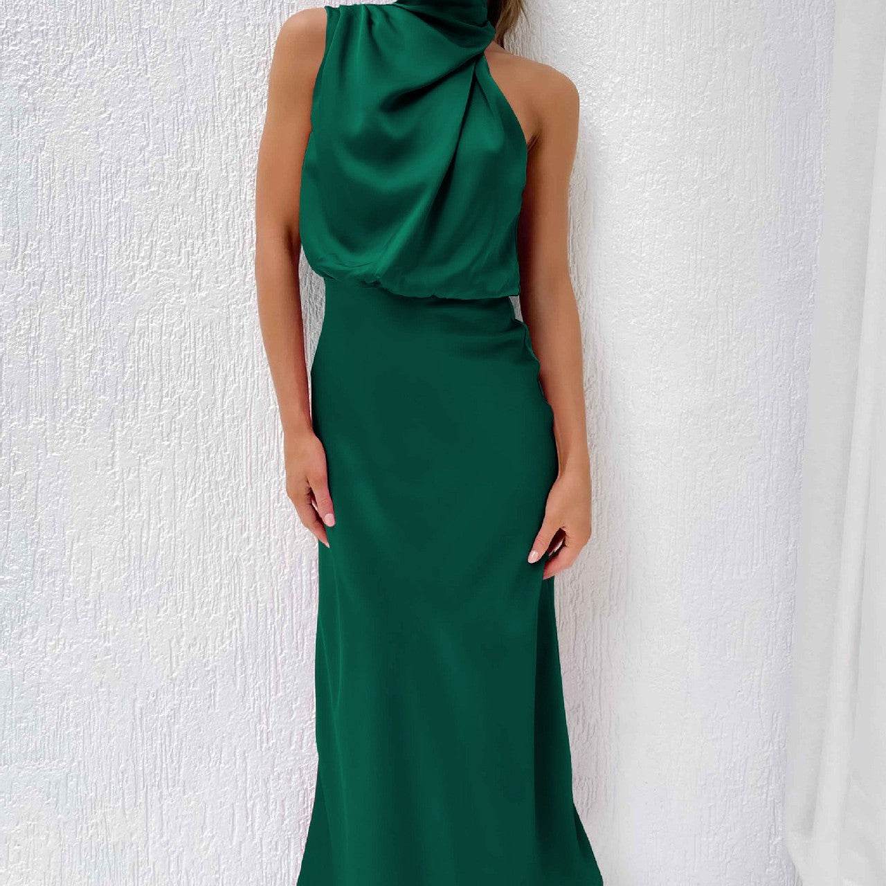 Women's Sleeveless Summer Dress - Elegant Evening Party Wear lady's dresses Distinguished Fine Apparel Dark Green 2XL