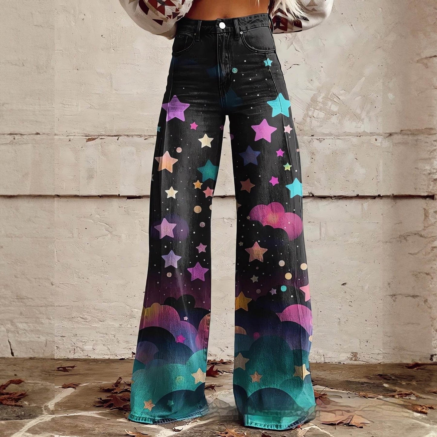 Foreign Plus Size Women's Casual Pants - Thin Jeans Wide Leg ladys pants Distinguished Fine Apparel Imitation Denim 18 2XL