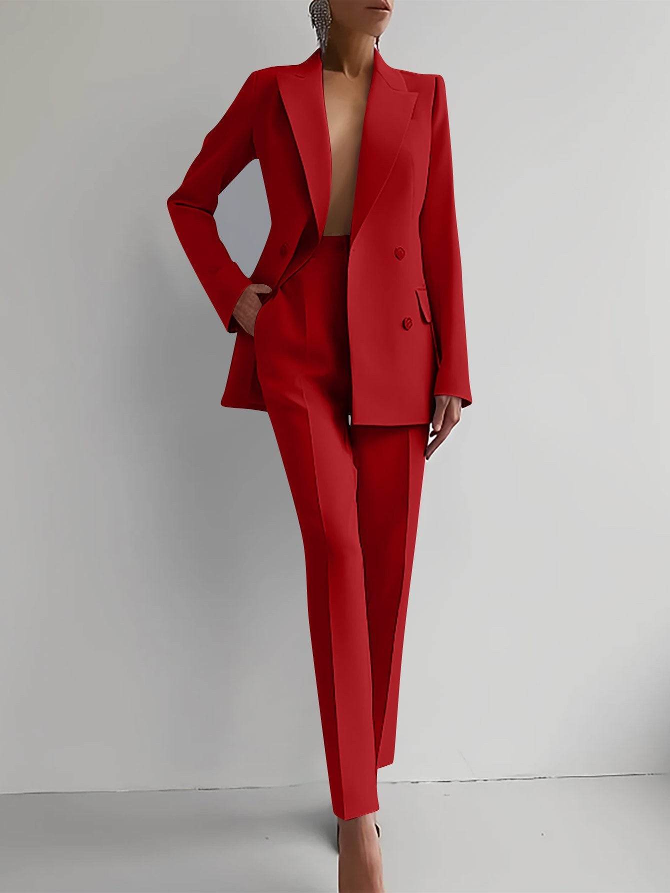 Women's Professional Business Style Suit - Elegant, proactive Look ladys suit Distinguished Fine Apparel Red L