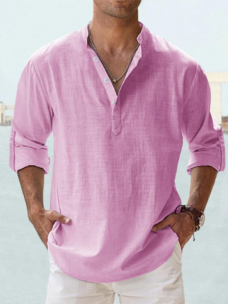 Men's Casual Linen Shirt - Spring Autumn Summer Wear Modern Gentlemen gents Shirts Distinguished Fine Apparel
