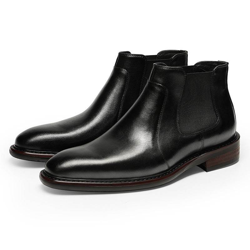 Men's Genuine Leather Formal Business Boots - Sleek and Affordable gents shoes Distinguished Fine Apparel Black 37