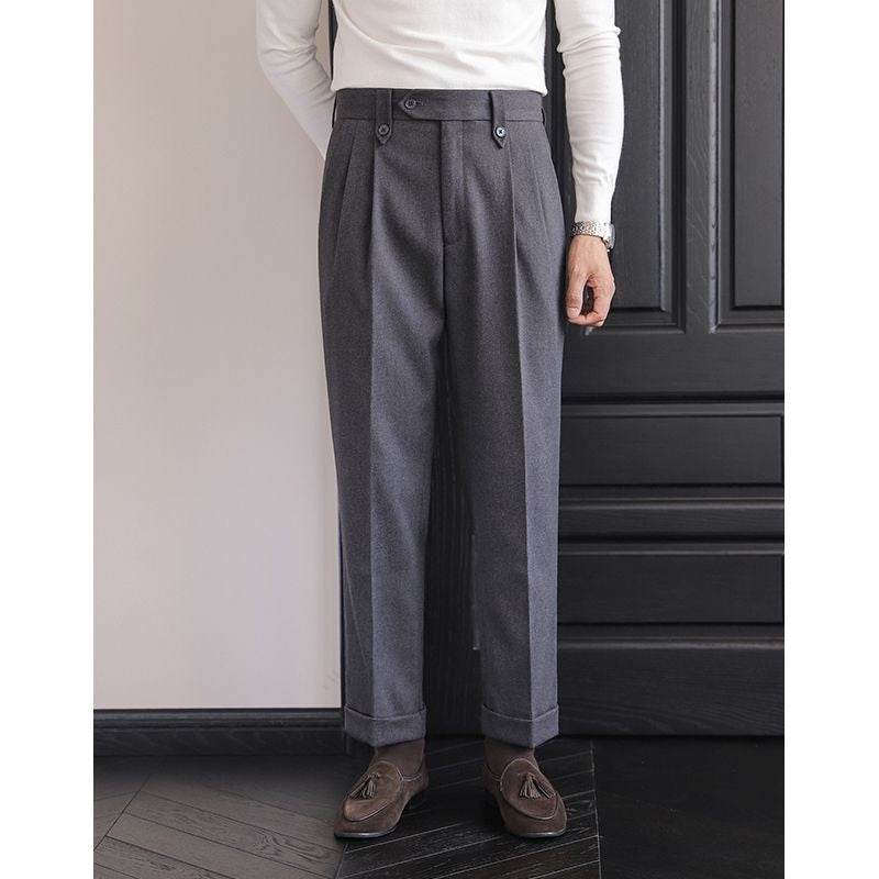 Men's Naples High-waisted Straight Leg Casual Dress Pants formal wear Distinguished Fine Apparel Dark grey 29