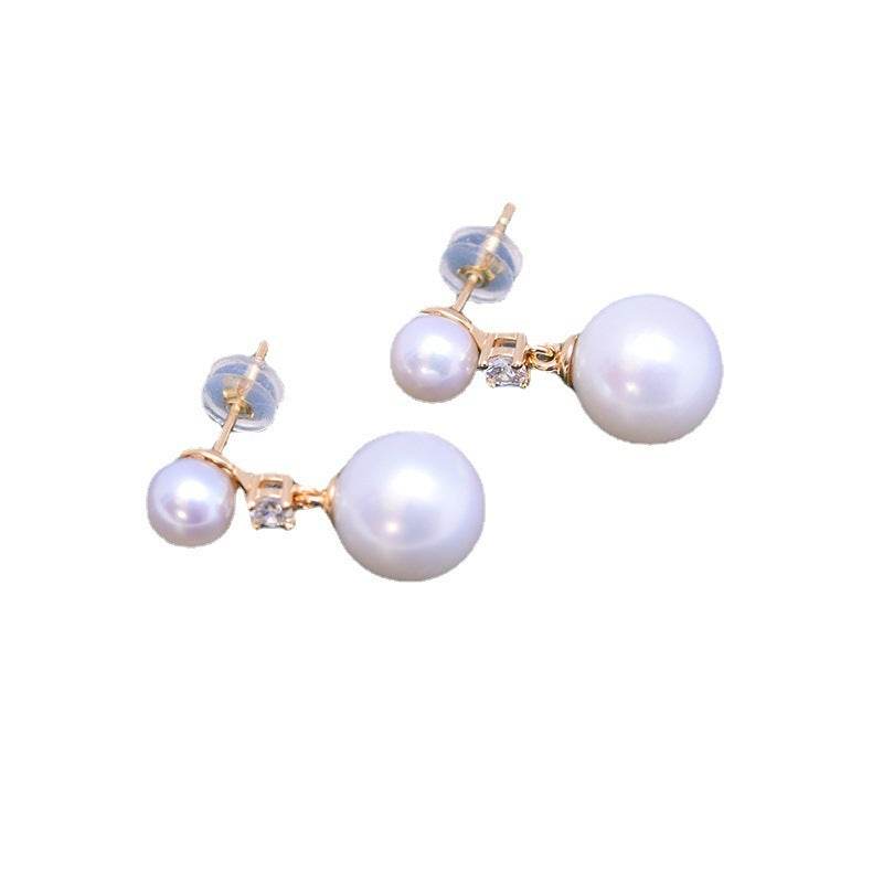 Freshwater White Double Pearl Stud Earrings – 6–11mm, Strong Luster & Perfect Circles ladys earrings Distinguished Fine Apparel