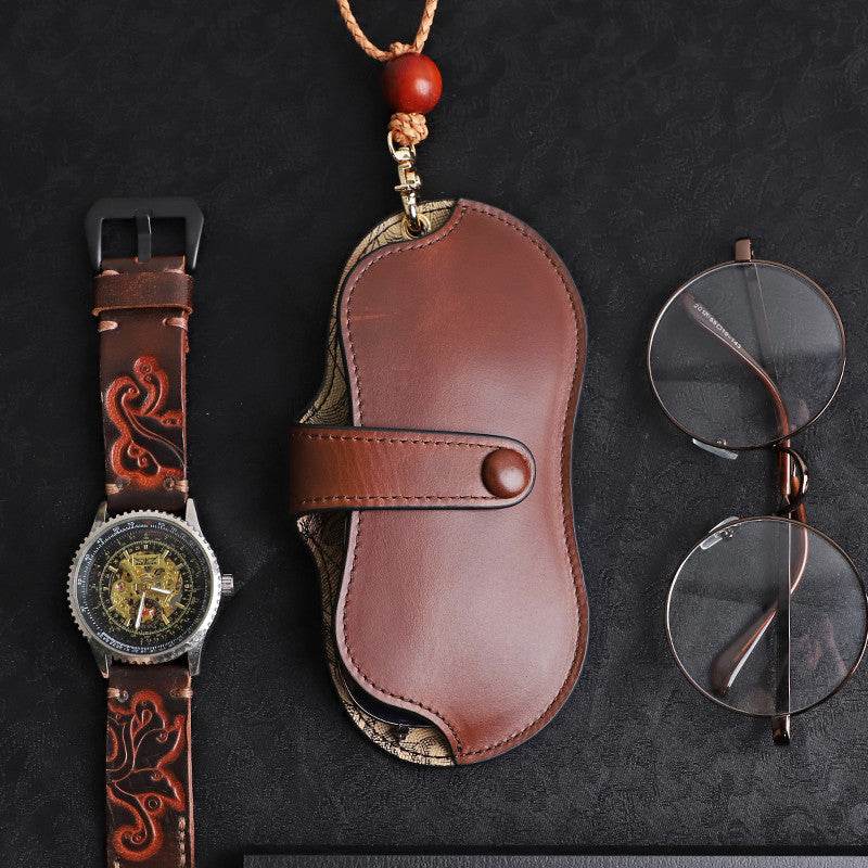 Ancient Look, Genuine Leather Case For Sunglasses gents sunglasses Distinguished Fine Apparel Brown