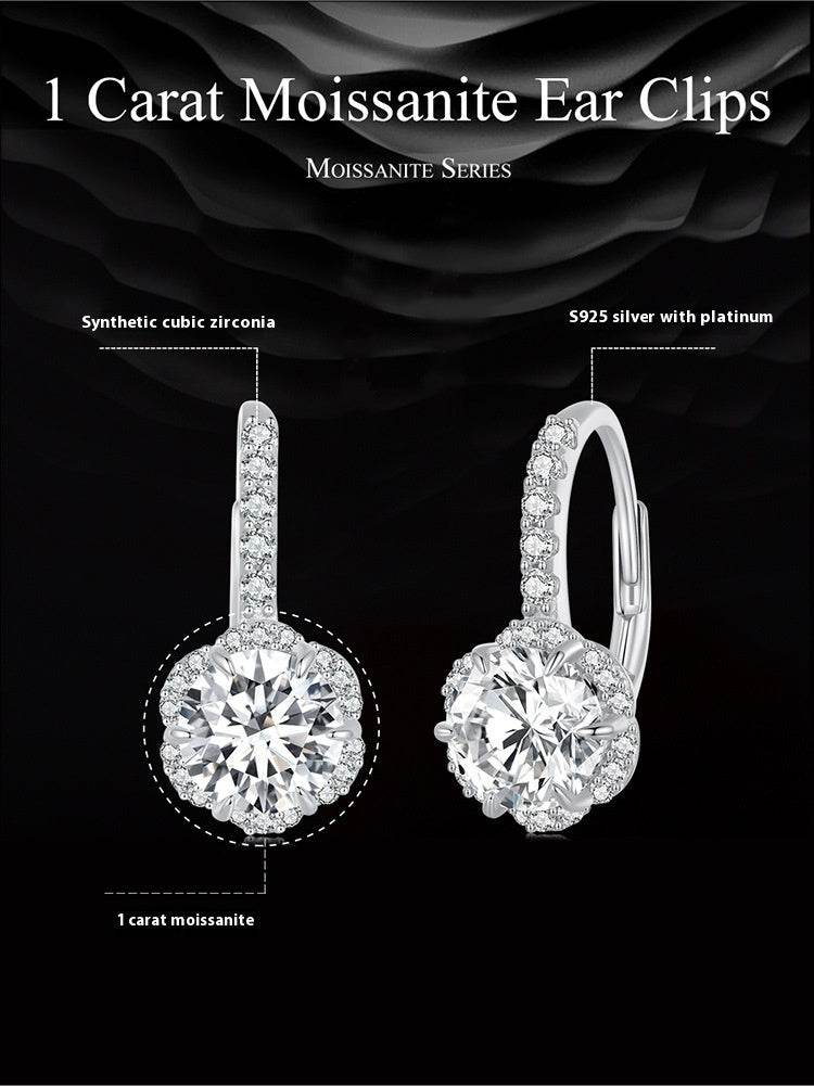 Ladies Sterling Silver Elegant Moissanite Earrings ladys accessorys Distinguished Fine Apparel