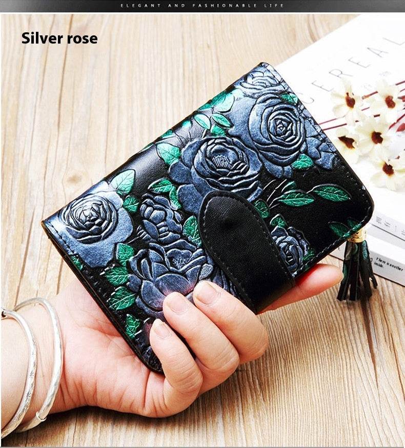 Roses For My Lady, Leather Wallet Short, Beautiful ladys accessorys Distinguished Fine Apparel