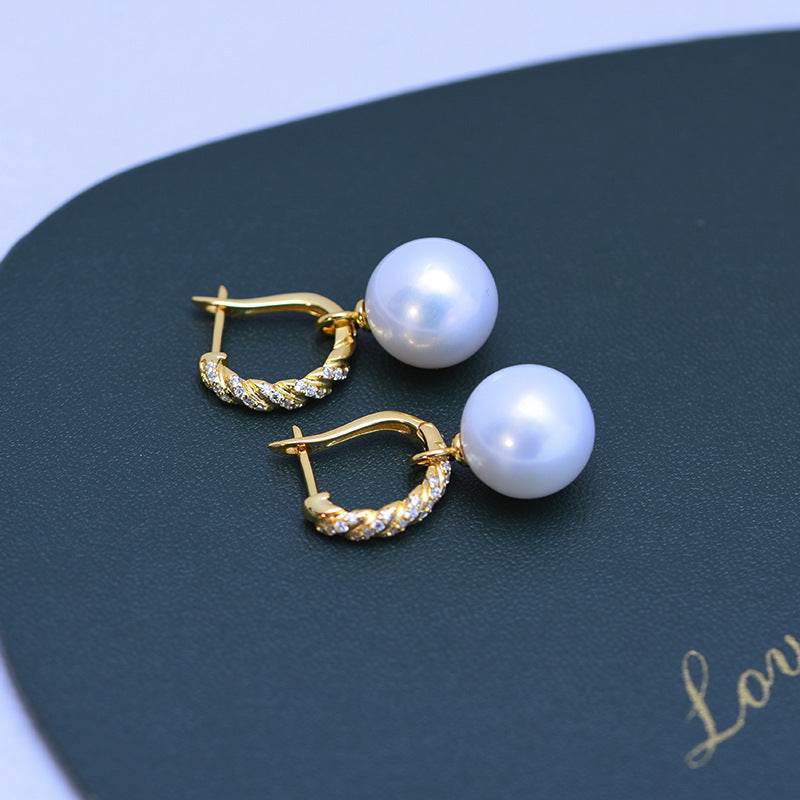 Freshwater White Pearl Earrings – 11–12mm, Perfect Circle, Fine Quality Luster ladys earrings Distinguished Fine Apparel