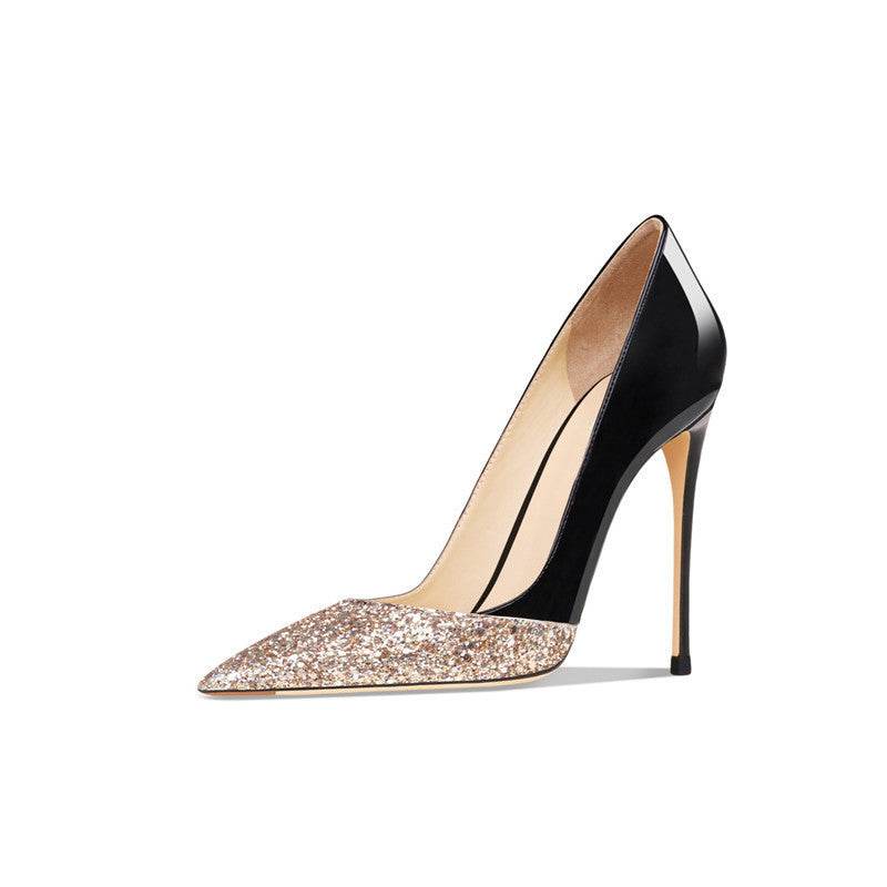 Women's Gold stiletto's – Elegant High-Heel Footwear - Executive Statement ladys foot wear Distinguished Fine Apparel