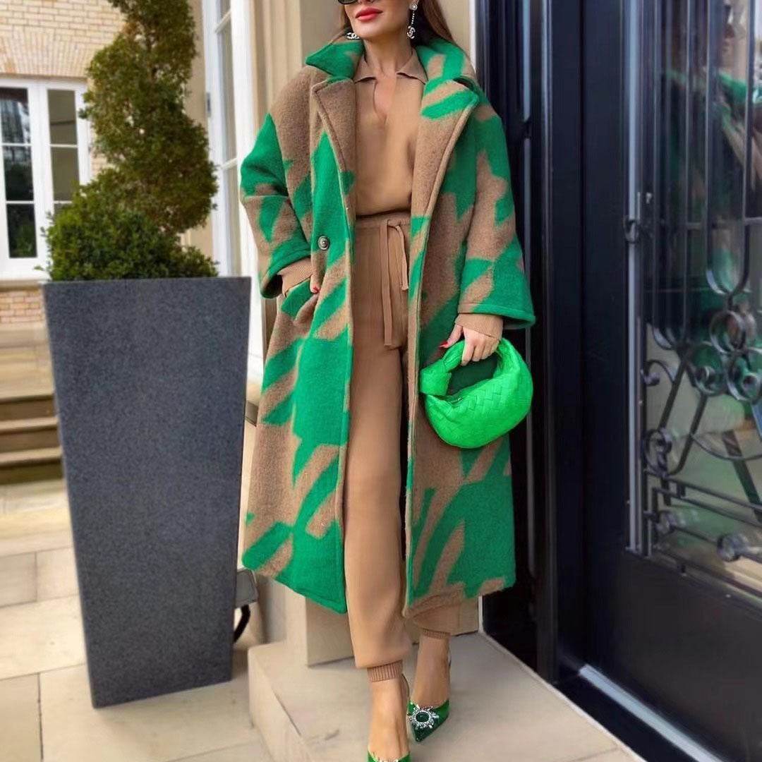 Women's Long Length Coat - Full Formal Collar Coat ladys coats Distinguished Fine Apparel Green Card Color L