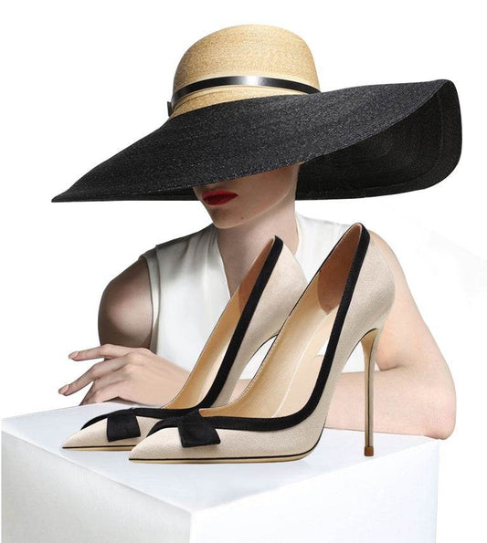 Women’s Genuine Leather Bow Suede High Heels – Apricot Elegance with a Feminine Touch ladys foot wear Distinguished Fine Apparel