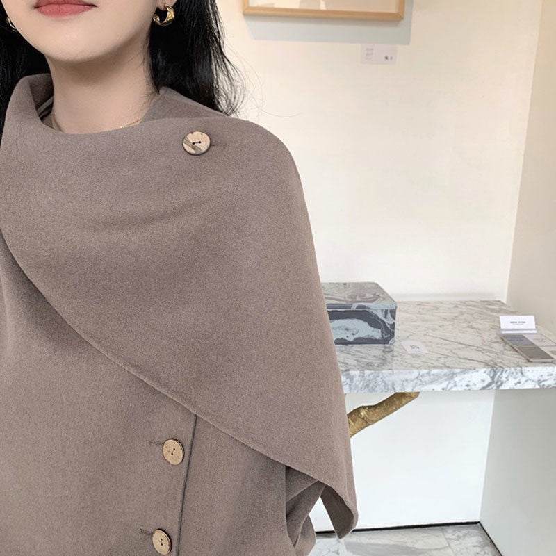 Gorgeous Women's Design Coat - Shoulder Shale Scarf ladys coats Distinguished Fine Apparel