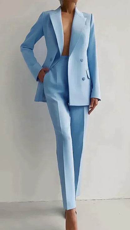 Womens Business Suits - Elegant Professional Style for a Proactive Look ladys suit Distinguished Fine Apparel Sky Blue S