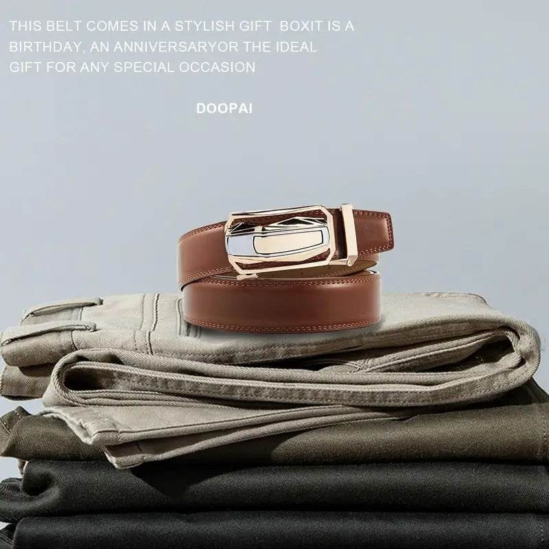 Men's Double Layer Genuine Leather Business Belt - Smart Modern Engaging formal wear Distinguished Fine Apparel