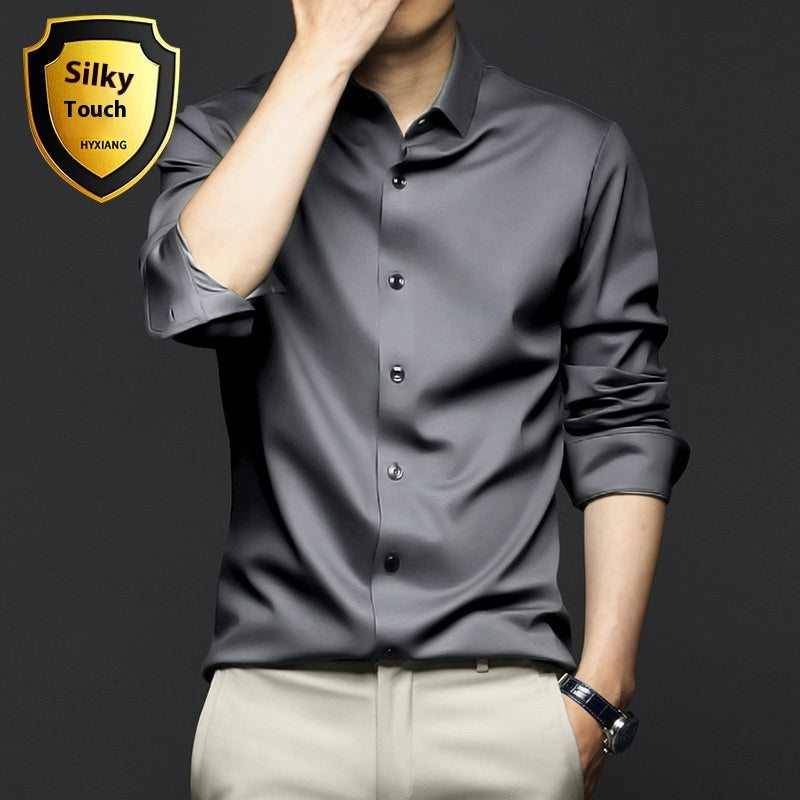 Long Sleeve Shirt Men's Anti-wrinkle Non-ironing Business Clothing Shirt gents Shirts Distinguished Fine Apparel C2128 4 Dark Gray 2XL