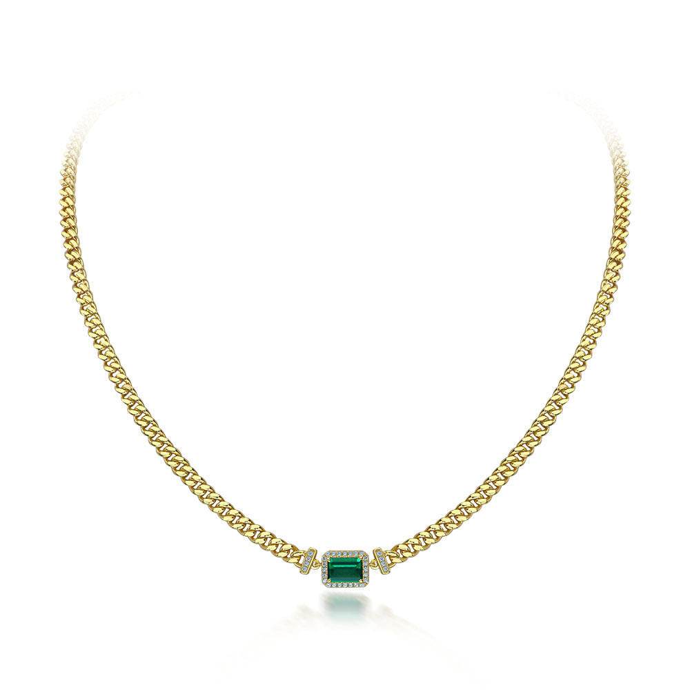 Distinguished ladies Emerald Pendant on 925 Silver Adjustable Simple Necklace Lady's accessory's Distinguished Fine Apparel Gold