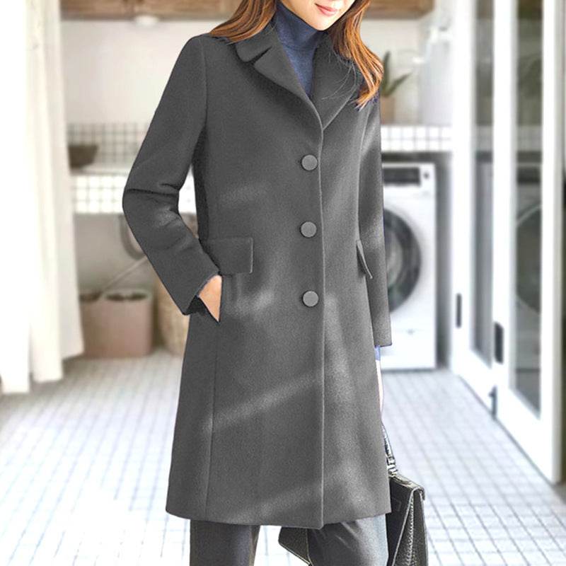 Economical choice - Women's Mid Length Woolen Coat ladys coats Distinguished Fine Apparel Gray 3XL