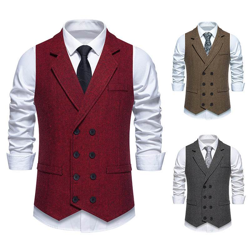 Distinguished Gentlemen's Herringbone Tweed Vest Double Breasted, Distinctive mens vest Distinguished Fine Apparel
