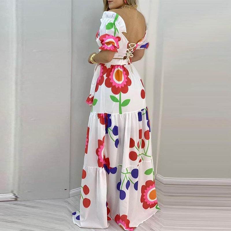 Plus Size Women's Summer Lace-up Vest - High-waisted Skirt Set ladys dresses Distinguished Fine Apparel